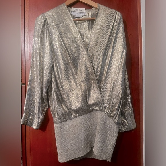 Norma Walters Neiman Marcus Exclusive Silk Dress Long Blouse Gold Sz 8 Hong Kong - Picture 5 of 12